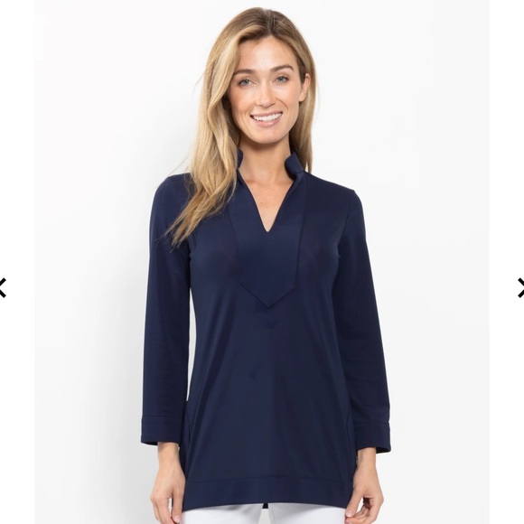 NEW Jude Connally Chris Long Sleeve Collared V-Neck Knit Tunic  display picture 1